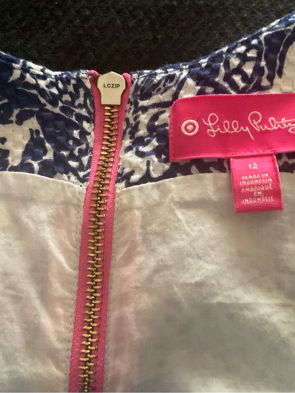 Lilly Pulitzer Navy & White Sleeveless Lace-Panel Sheath Dress - Picture 3 of 3